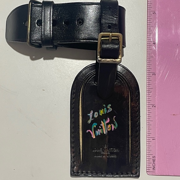 Louis Vuitton luggage tag and poignet black with costume painted name - Picture 8 of 10